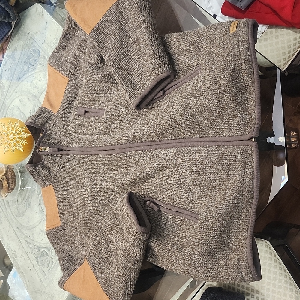 Laundromat The Oxford Sweater Jacket Medium Handmade Wool Knit Brown Like New - Picture 2 of 13